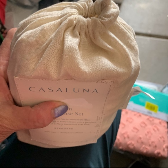 Casaluna 100% Washed Linen Solid Pillowcase Set Natural - Picture 3 of 6